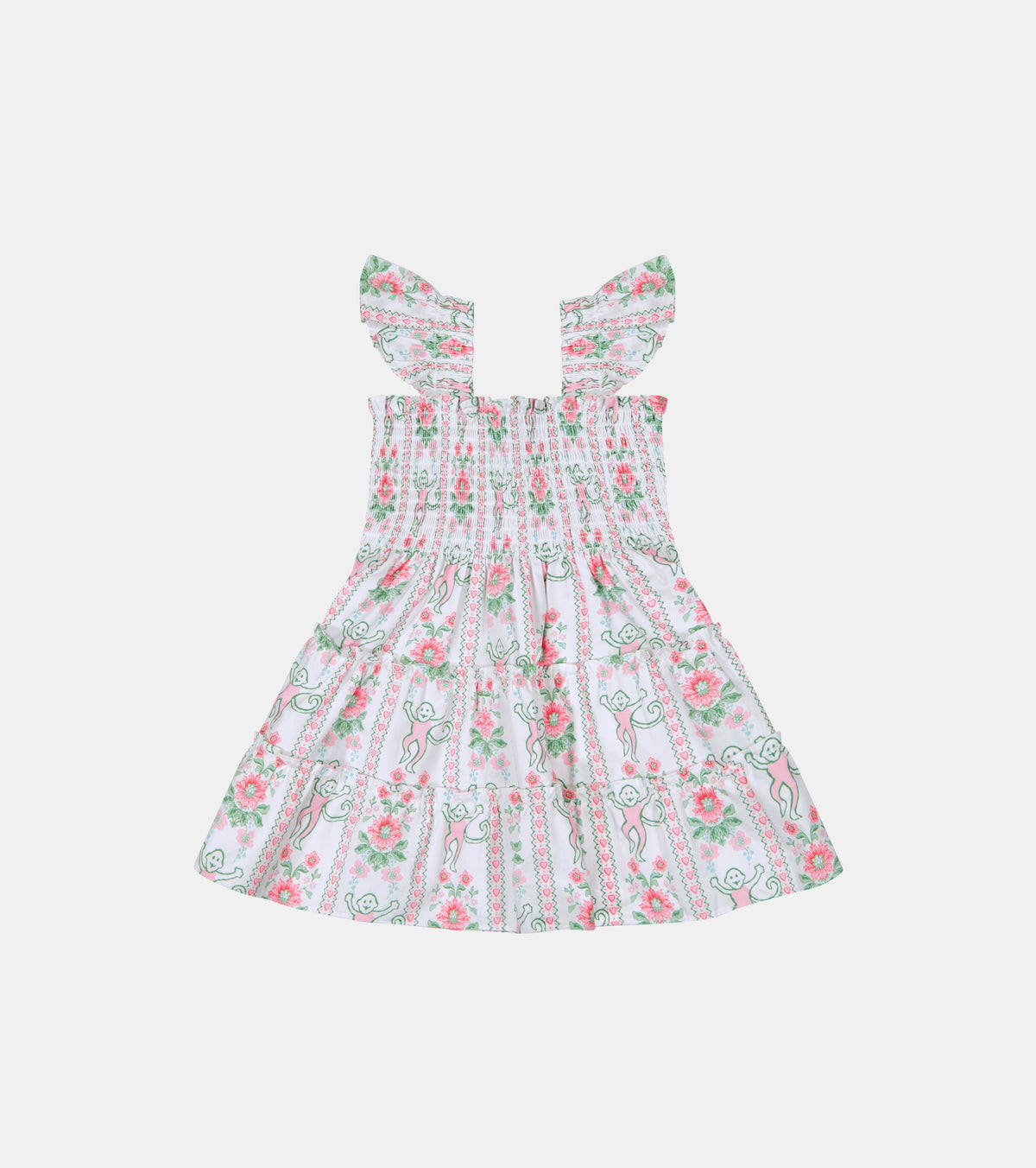 Baby Ellie Nap Dress - Pink Monkey Block Stripe
