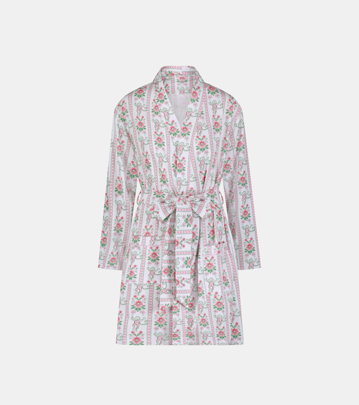 Roller Rabbit x Hill House Blake Robe - Pink Monkey Block Stripe